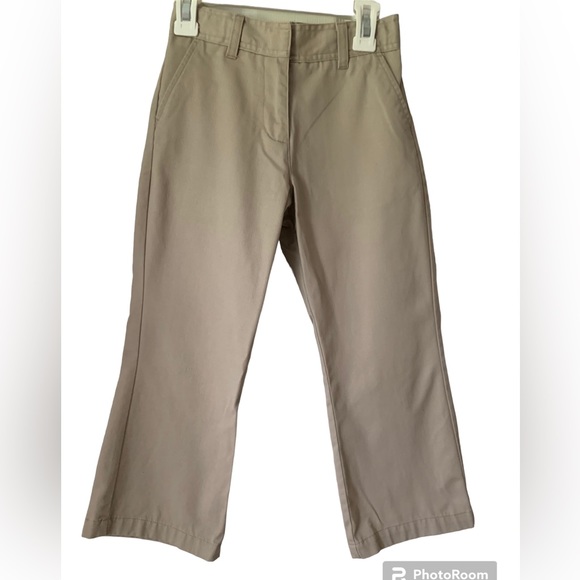 Izod Pants Flat Front Straight Leg Adjustable Soft Khaki Tan Girls Size 6X - Picture 1 of 11
